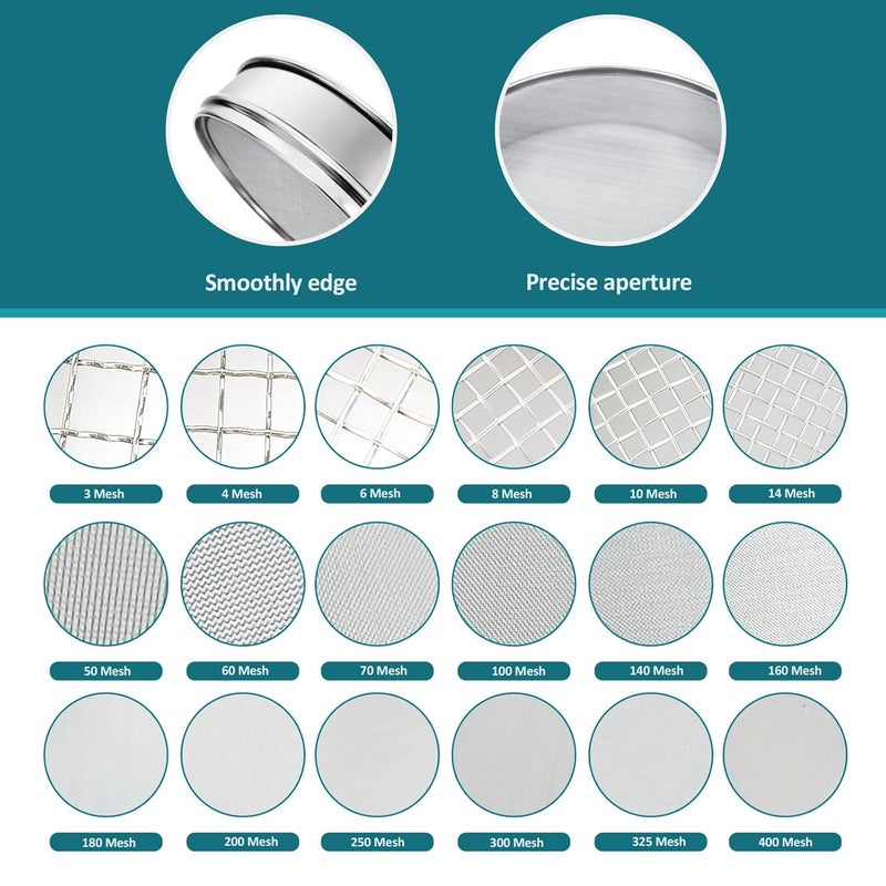 LVDALAB 304 Stainless Steel Mesh Lab Sieve, 24 Mesh(0.8mm) Aperture Test Sieve, 7.9Inch(20cm) Diameter Economy Standard Analysis Sample Test Sieves for Industrial Laboratory Homes - Image 3